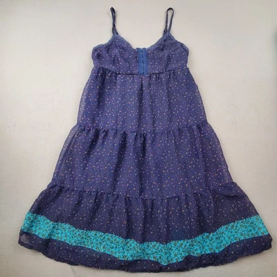 Camiseta sin mangas boho Mossimo Supply para mujer azul marino floral con capas de ganchillo talla XS Foto 1 de 4