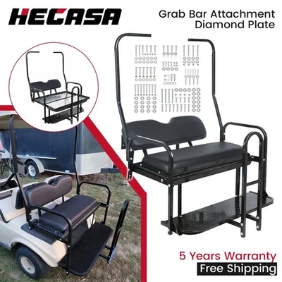 Golf Cart Rear Flip Seat Kit 1102LBS w/ Grab Bar For Club Car DS 1982-2000.5 - Image 1 of 4