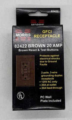 Lote de 6 nuevos receptáculos Morris 82422 GFCI - marrón Foto 1 de 4