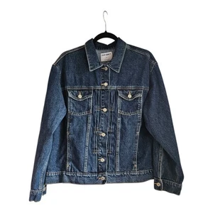 Old Navy Womens XL Denim Jean Jacket Trucker Button Down Flap Pockets Modern - Picture 1 of 8