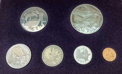 ILHAS VIRGENS BRITÂNICAS - 1973 CONJUNTO DE PROVA 6 MOEDAS PÁSSAROS DAS ILHAS Prata $1 - Imagem 1 de 4