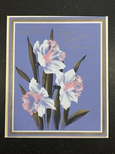 Vintage Grußkarte für alle Anlässe. Vivid Color, Lavendel Iris Blume unbenutzt - Bild 1 von 4