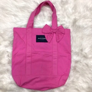 Abercrombie Dark Pink Fabric Tote Book Beach Messenger Bag w/ Bow Cute EUC - Picture 1 of 6