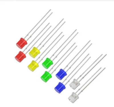 LED Sortiment 5mm rund Flachkopf 100 St, 20 rot 20 grün 20 gelb 20 blau 20weiß - Bild 1 von 4