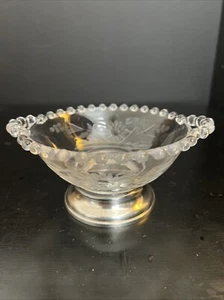 Imperial Candlewick Cut Glass Sterling Silver Footed Bowl With Handles - Picture 1 of 12