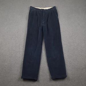 Vintage ZANELLA Trousers Mens W32 L30 Navy Corduroy Jumbo Cord Pleated Cuffed - Picture 1 of 11