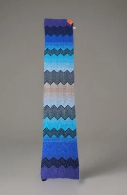 "NUEVA BUFANDA MISSONI en zigzag mezcla de lana/acrílico larga azul 15""x76""" Foto 1 de 4
