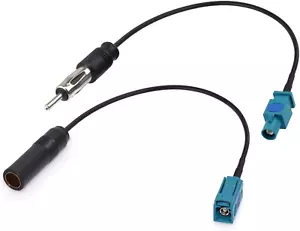 Universal Car Stereo FM AM Radio Antenna Adapter Cable (2-Pack) Fakra Z to DIN - Picture 1 of 12