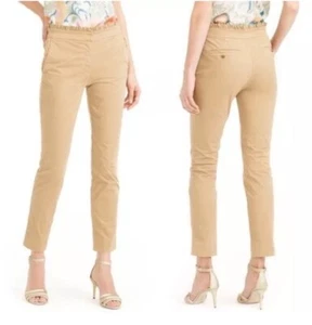 J. Crew Ladies Cropped Ruffle Chino Pants Size 0 Tan Khaki - Picture 1 of 12