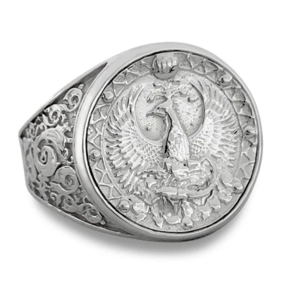 Real 18K White Gold Scorpio Ring, Zodiac Sign Mens Gold Coin Astrology Ring - Image 1 of 4