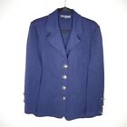 St. John Basics Santana Knit Wool Blend Cardigan Jacket In Navy Blue Size 12