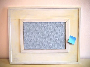 Newly Made Bulletin Message Board w Blue Designer FabricVTG White Frame 20 x 16" - Picture 1 of 3