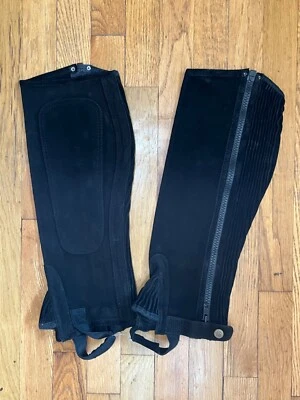 PERRI'S Riding Apparel Adult Large Tall Half Chaps Black Cow Split Suede NEW - Image 1 of 4