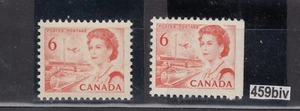1967 #459b & #459biv HIGH BRIGHT(HB) PERF 12.5x12 6¢ CENTENNIAL ISSUE F-VFNH - Picture 1 of 2