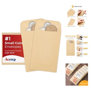 100 Pack Paper Kraft Seeds Envelopes 2-1/4 X3-1/2, Small Coin Envelope 2x3 Fo... - Picture 1 of 9