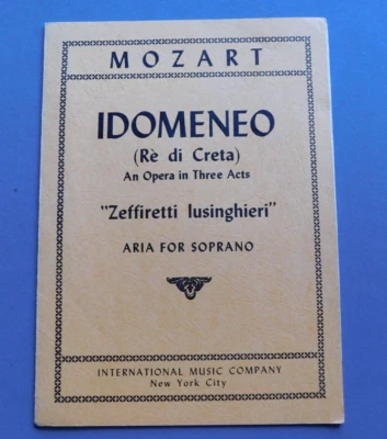 Mozart: Idomeneo: Opera in 3 acts, Aria for Soprano- 1955 songbook sheet music - Image 1 of 4