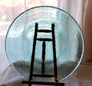 Fire And Light Recycled Glass 11" Dinner plate Aqua blue green #2 - Picture 1 of 5