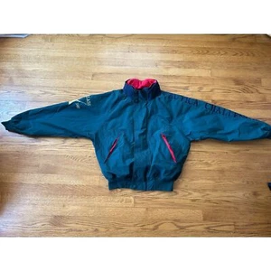 Vintage Nautica Challenge J-Class Green Windbreaker Jacket Sz L Hooded Sailing - Picture 1 of 12