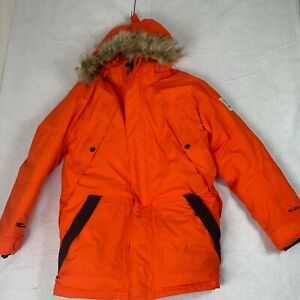 Karrimor Mens Orange Faux Fur Side Pockets Full Zip Parka Jacket Size Medium