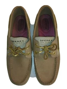 Sperry TopSider Leather Bluefish Boat Shoes Womens Size 8M Gold Laces Tan Suede - Picture 1 of 10