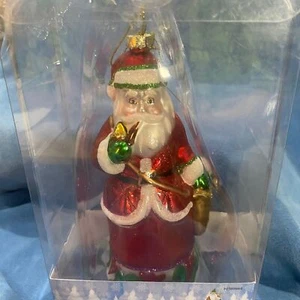 Jim Shore, Weihnachtsschmuck aus mundgeblasenem Glas, Dash Away Santa - Bild 1 von 4