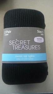 Secret Treasures 2-Pair Control Top Tights, ST7EC Black,Size 1,2& 3 - Picture 1 of 12