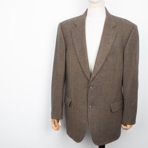 Blazer BURBERRY London uomo quadri lana due bottoni marrone classico formale 54 XL