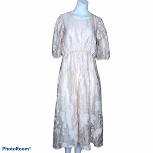 Moon River Puff Sleeve Tiered Light Peach Dress Sz S - Picture 1 of 11