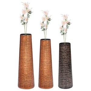 Decorative Aluminum Hammered Table Flower Centerpiece Vase, Set of 3, Copper - Picture 1 of 7