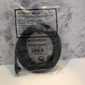 10ft - CAT6 Ethernet Network LAN Router Patch Cable Cord Wire 550 MHz RJ45 Black - Picture 1 of 9