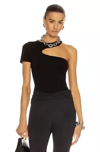 Helmut Lang Black Core Cutout Seamless One Shoulder Tee Shirt Top Size XS/S NWT - Picture 1 of 15
