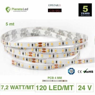 5 METRI STRISCIA 600 LED 2216 SMD PER INTERNO IP20 24 V DC CRI 95 PCB STRETTO 4 - Immagine 1 di 4