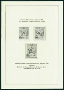 BERLIN/DDR/BRD SD AMTLICHER SCHWARZDRUCK 1990 500 JAHRE POST DÜRER POSTREITER '