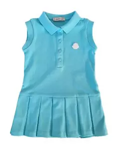 Moncler little girl summer dress in cotton 8I000098496F aqua blue - Picture 1 of 4