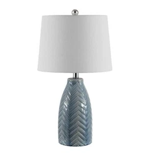 SAFAVIEH Table Lamp 24.5" Novelty Rotary Ceramic Plug-In Gray W/ White Shade - Picture 1 of 4