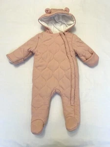George light pink quilted pram suit for baby girls age 3-6 months - Picture 1 of 11