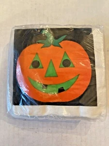 1988 Party House Halloween Zucca Jack O Lanterna Tovaglioli di Carta E.X. Kalla NOS - Foto 1 di 8