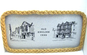 Vintage Woven Melamine Tray ~ Old English Inns ~ Feathers, Ludlow Angel Lacock - Picture 1 of 5