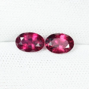 Tormalina Rubelite Naturale Rosa Caldo Migliore Lustro 1,21Cts - Coppia Ovale...!!!!! - Foto 1 di 2