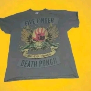 Camisa Five Finger Death Punch Para Hombres L Gris Sin Ciudad Nevada Tour Mercancía Calavera Camiseta - Imagen 1 de 6