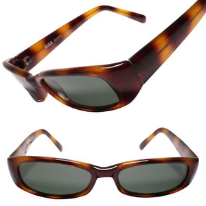 Timeless True Vintage Y2K Angular Slender Rectangle Black & Brown Sunglasses - Picture 1 of 3