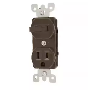 đź’ĄLeviton 5225 Braun Duplex Style Einpoliger Kombischalter - Bild 1 von 1