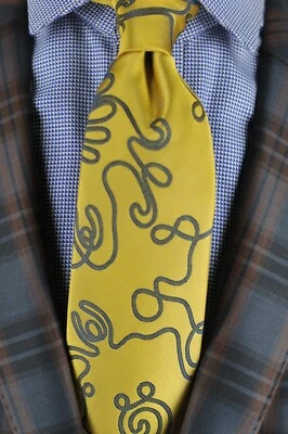 Corbata Lord R Colton Masterworks - Corbata Kavala dorada y negra seda - Nueva Foto 1 de 4