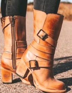 *FreeBird Barker Damen 7 Leder braun Boho getragen Lagenlook Motorrad Stiefel NEU - Bild 1 von 11