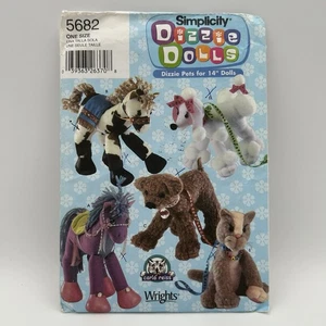 Simplicity 5682 Dizzie Dolls PETS Carla Reiss Uncut Dolls Cat Dog Horse - Picture 1 of 9