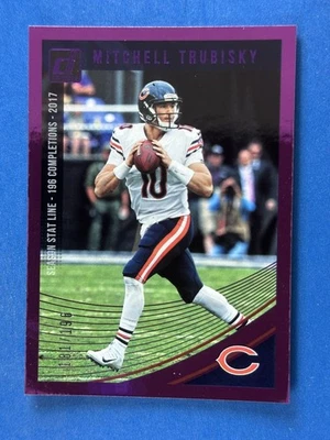 2018 Donruss Season Stat Line #46 Mitchell Trubisky Chicago Bears #/196 - Image 1 of 2