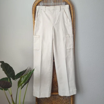 Joe's Wide Leg Cargo Jeans High Rise Utility Stretch Ecru Cream Size 28  - Image 1 of 4