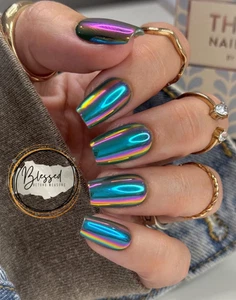 Red ASpen Press On Nails-Elevating Girls Everywhere, Elolo Coffin -Blue -Medium - Picture 1 of 4