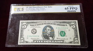 Fr. 1969-K 1969 $5 FRN | Dallas | PMG Gem 65 EPQ - Picture 1 of 2