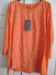 MARKS AND SPENCER ORANGE EMBROIDERED TOP SIZE 20 BNWT - Picture 1 of 6